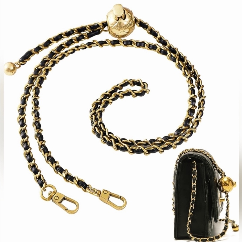 ADJUSTABLE REPLACEMENT STRAP FOR CROSSBODY BAG GOLD AND BLACK